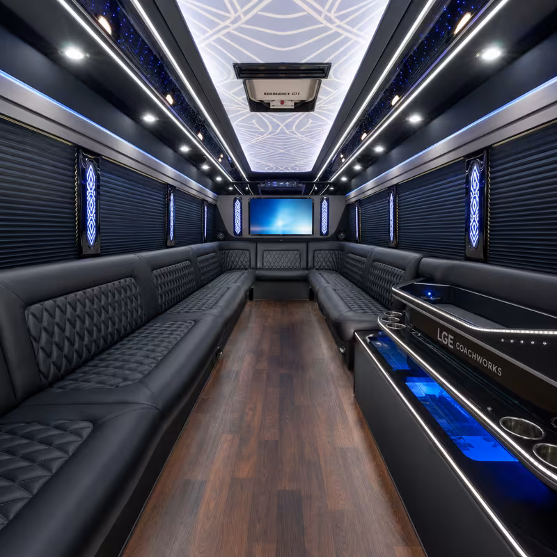 18 Passenger Party Bus Interior