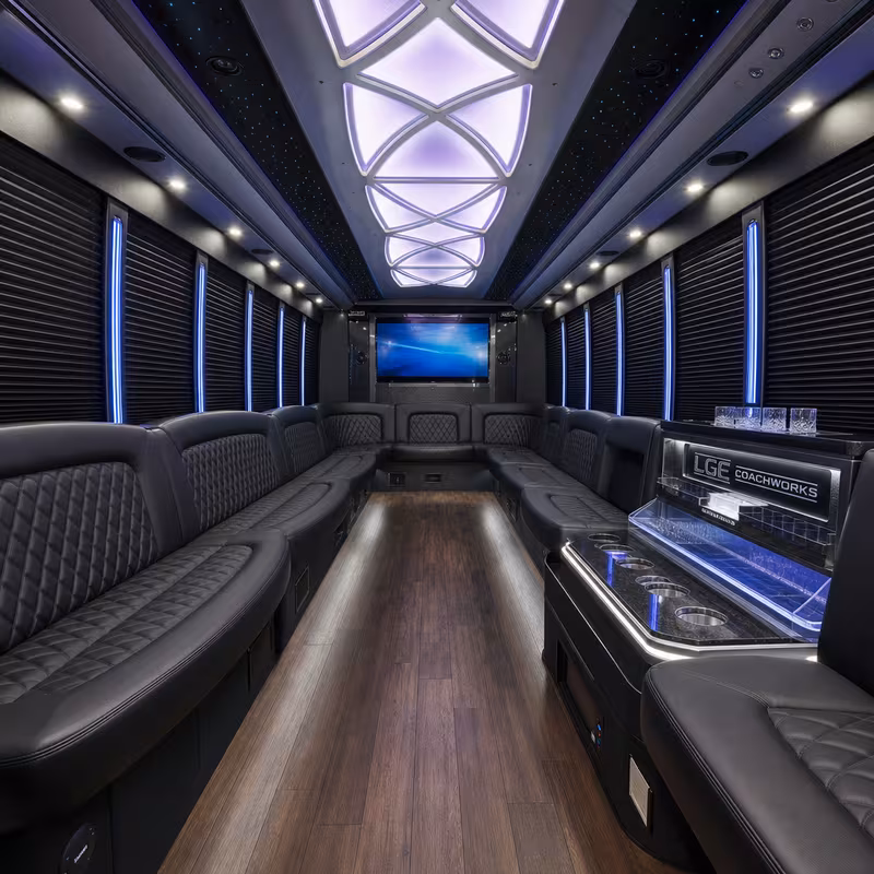 20 Passenger Party Bus Interior