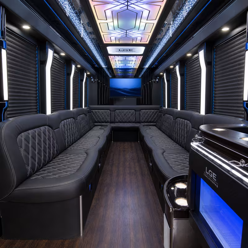 20 Passenger Party Bus Interior