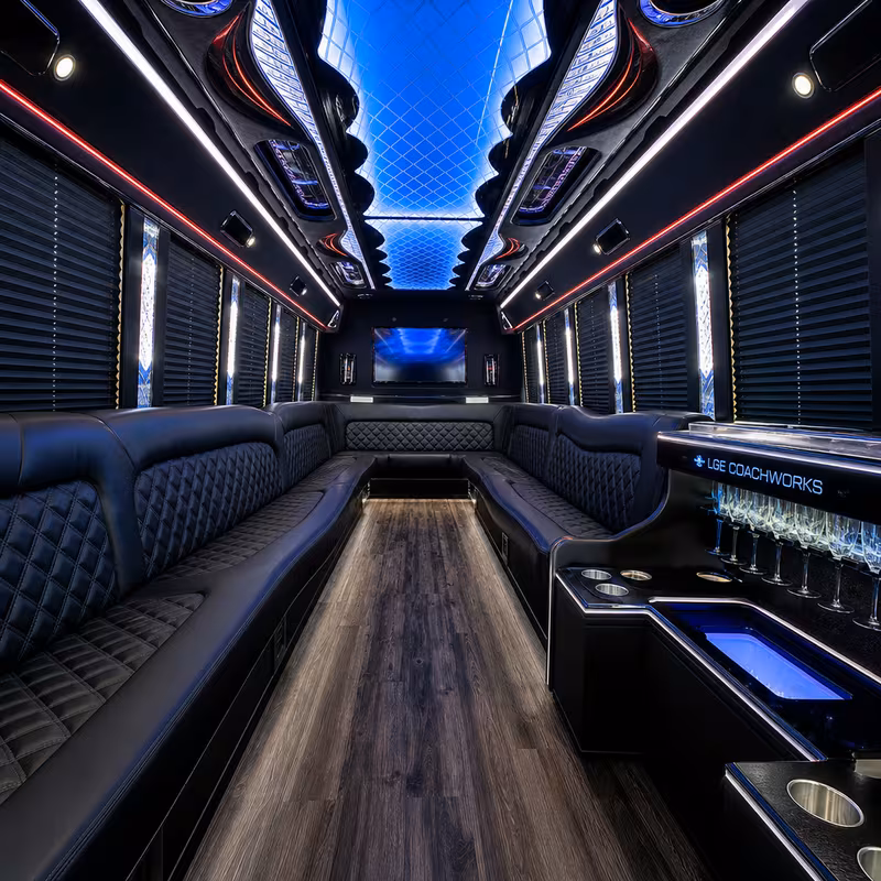 25 Passenger Party Bus Interior