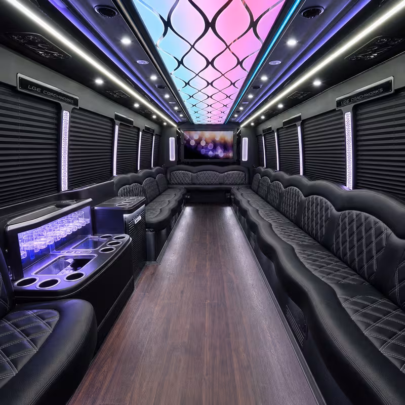 25 Passenger Party Bus Interior