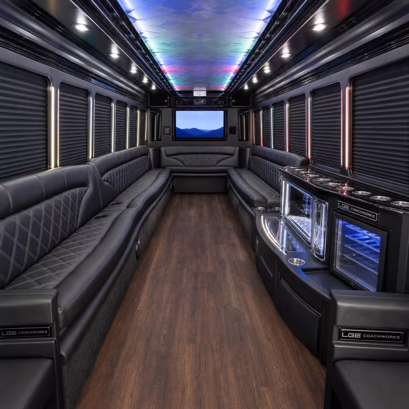28 Passenger Party Bus Interior