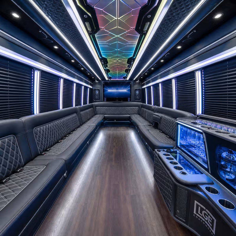 28 Passenger Party Bus Interior