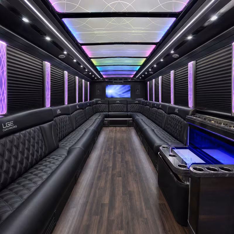 40 Passenger Party Bus Interior