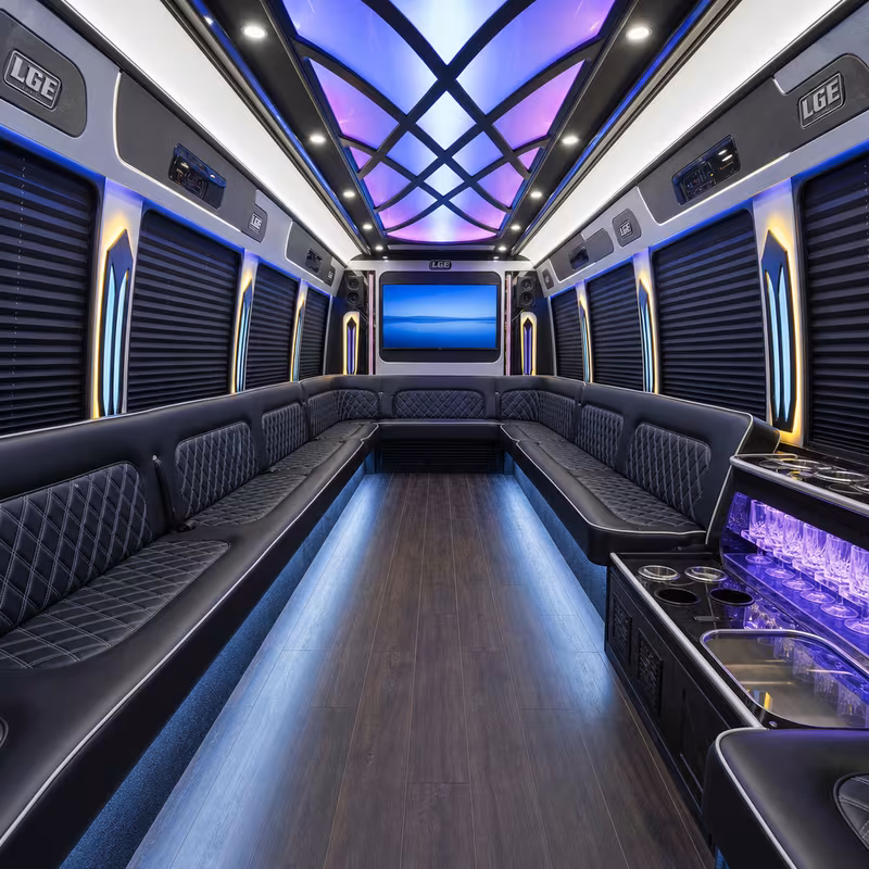 50 Passenger Party Bus Interior