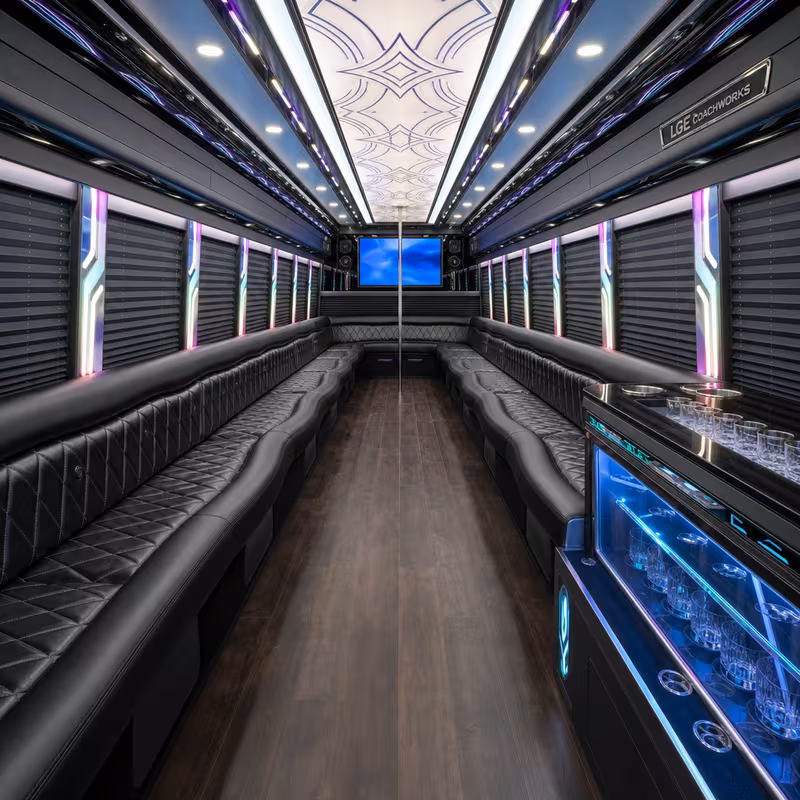 50 Passenger Party Bus Interior