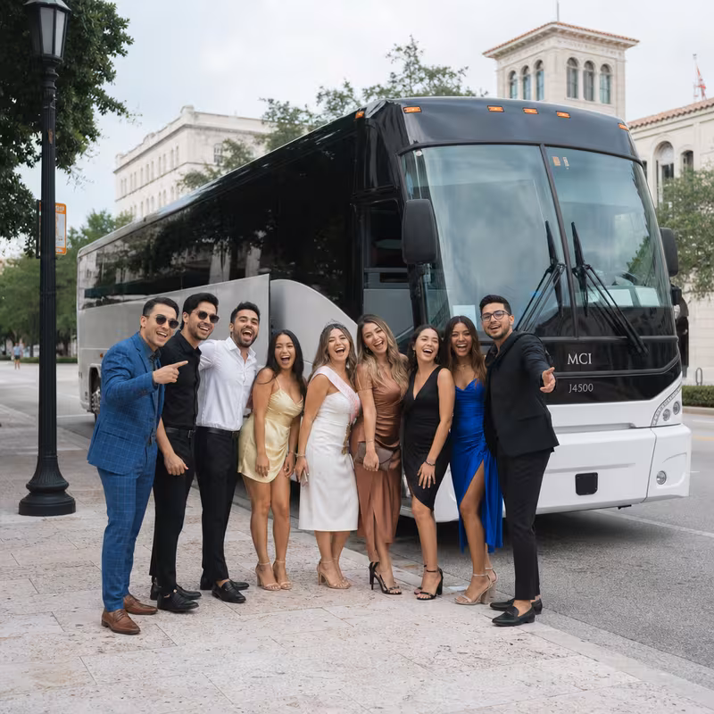 Passengers loading luggage while boarding an Coral Gables group shuttle