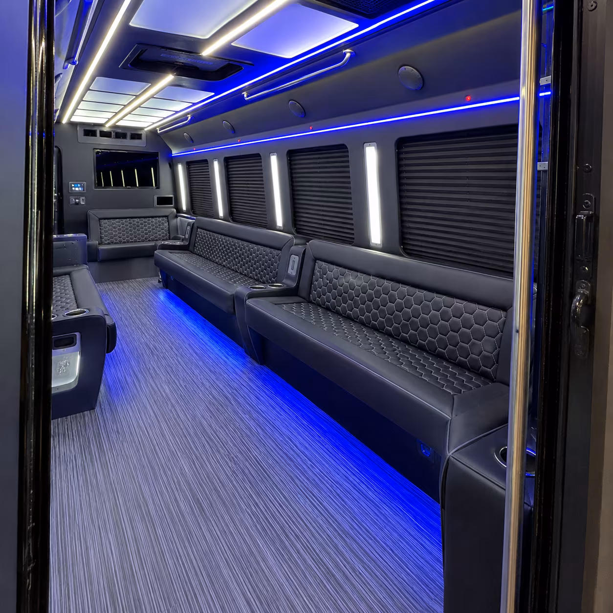 Coral Gables Birthday, Sweet 16, & Quinceañera Transportation party bus exterior