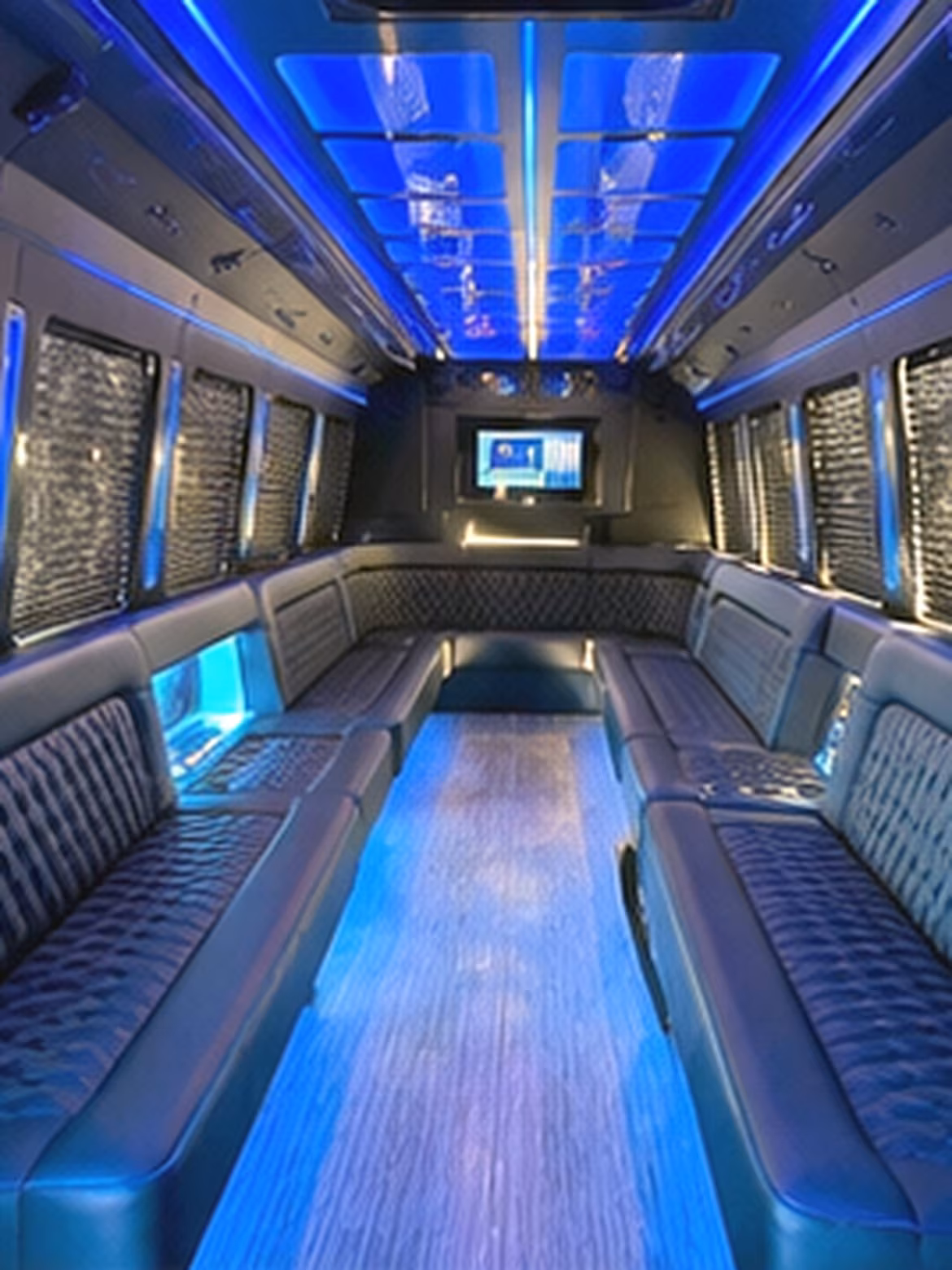 Coral Gables Birthday, Sweet 16, & Quinceañera Transportation party bus interior