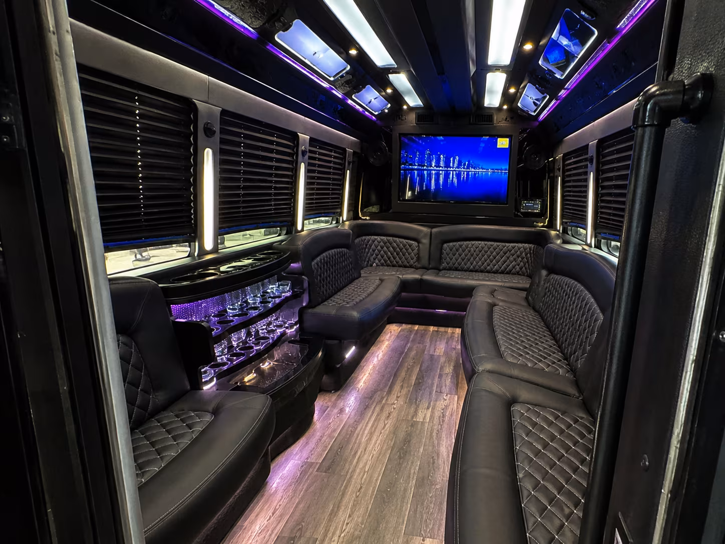 Coral Gables Wedding Transportation party bus exterior