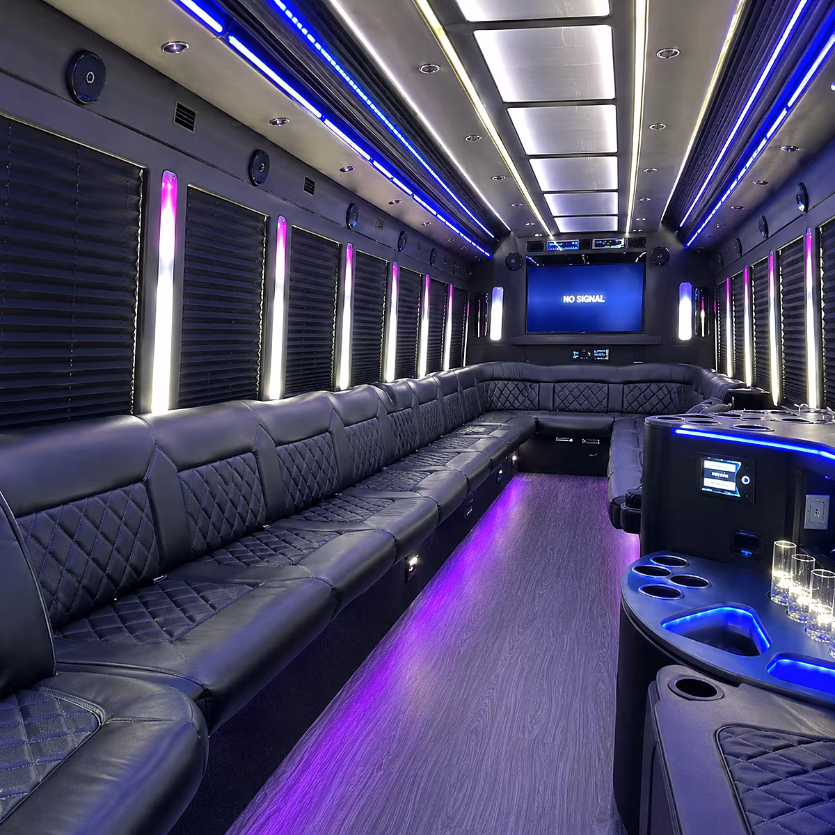 Coral Gables Wedding Transportation party bus interior