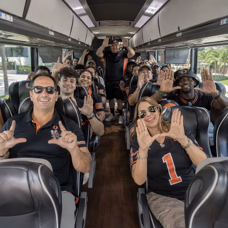 Black Mercedes Sprinter van staged for an Coral Gables Sporting Event Transportation group